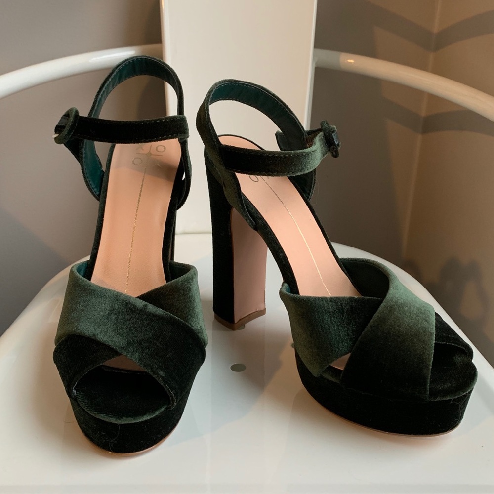 Crushed Velvet Green High Heels